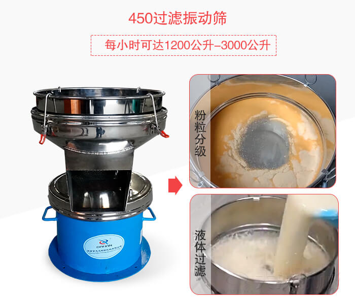 450過濾振動篩粉狀，液體物料篩分過濾展示圖